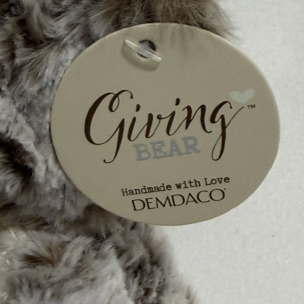 Demdaco Giving Collection Gray and Cream Plush Bear - NWT
